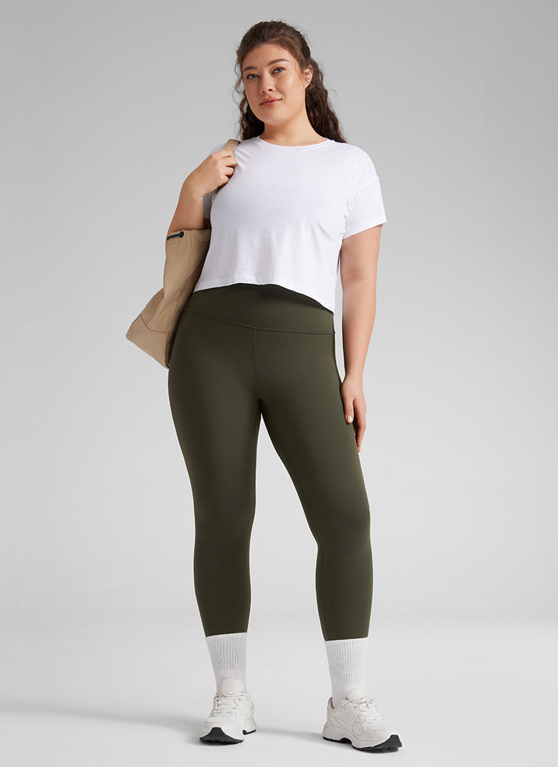 CRZ YOGA Butterluxe Damen High Waist Sport Leggings- 64cm Olivgrün