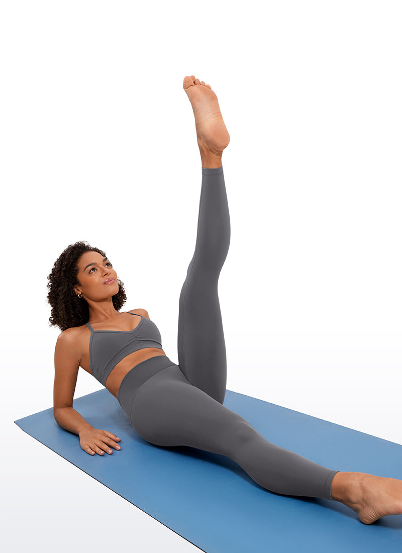 CRZ YOGA Butterluxe Damen High Waist Sport Leggings- 64cm Dunkler Kohlenstoff