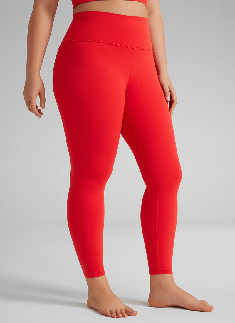 CRZ YOGA Butterluxe Damen High Waist Sport Leggings- 64cm Tiefrot