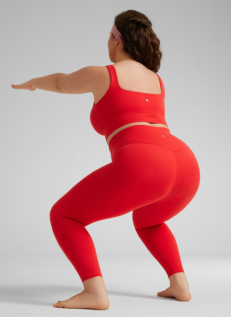 CRZ YOGA Butterluxe Damen High Waist Sport Leggings- 64cm Tiefrot