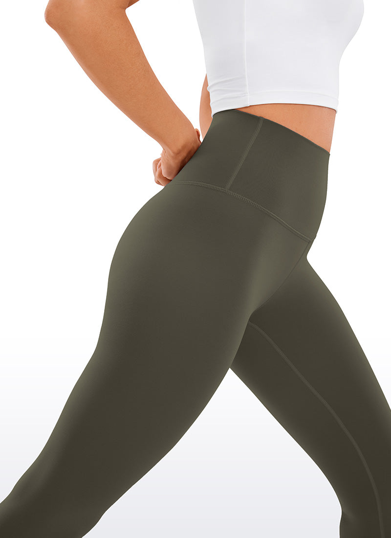 CRZ YOGA Butterluxe Damen High Waist Sport Leggings- 64cm Helles Armeegrün