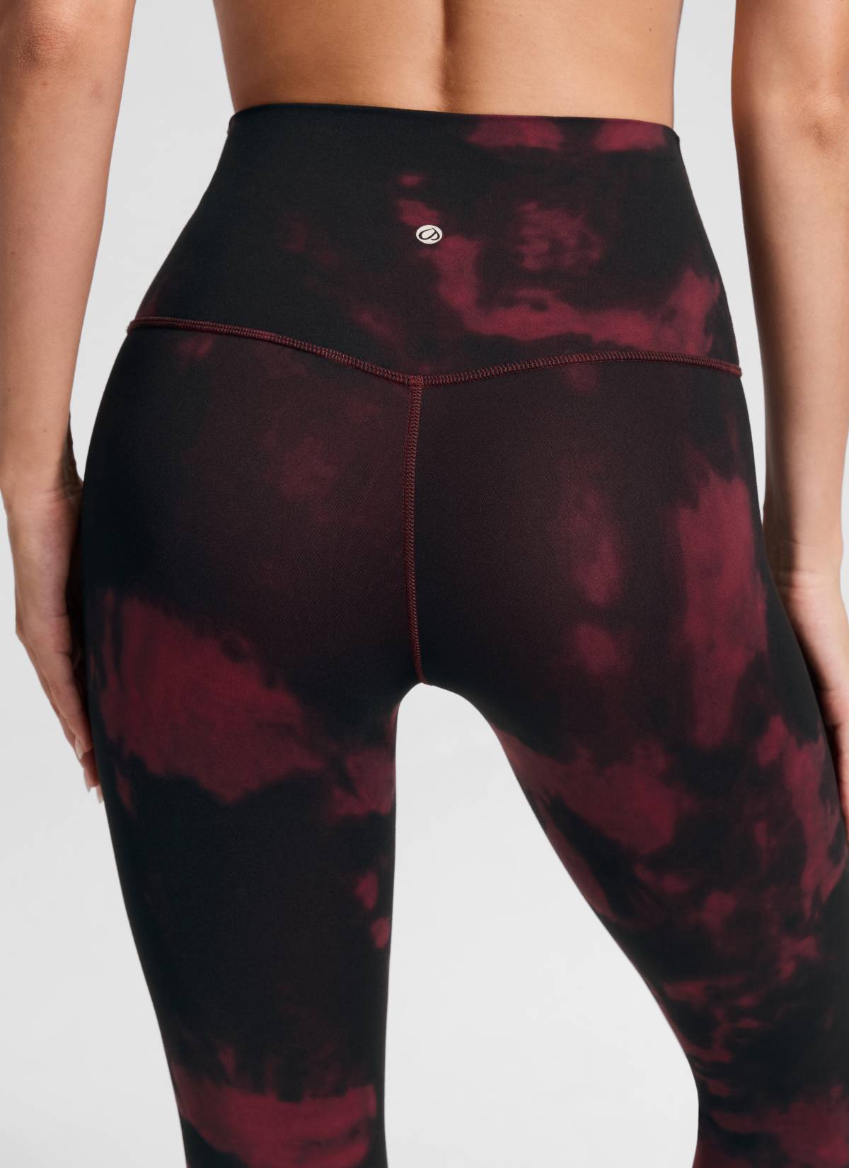 CRZ YOGA Butterluxe Damen High Waist Sport Leggings- 64cm Burgunderfarbene Batikblumen