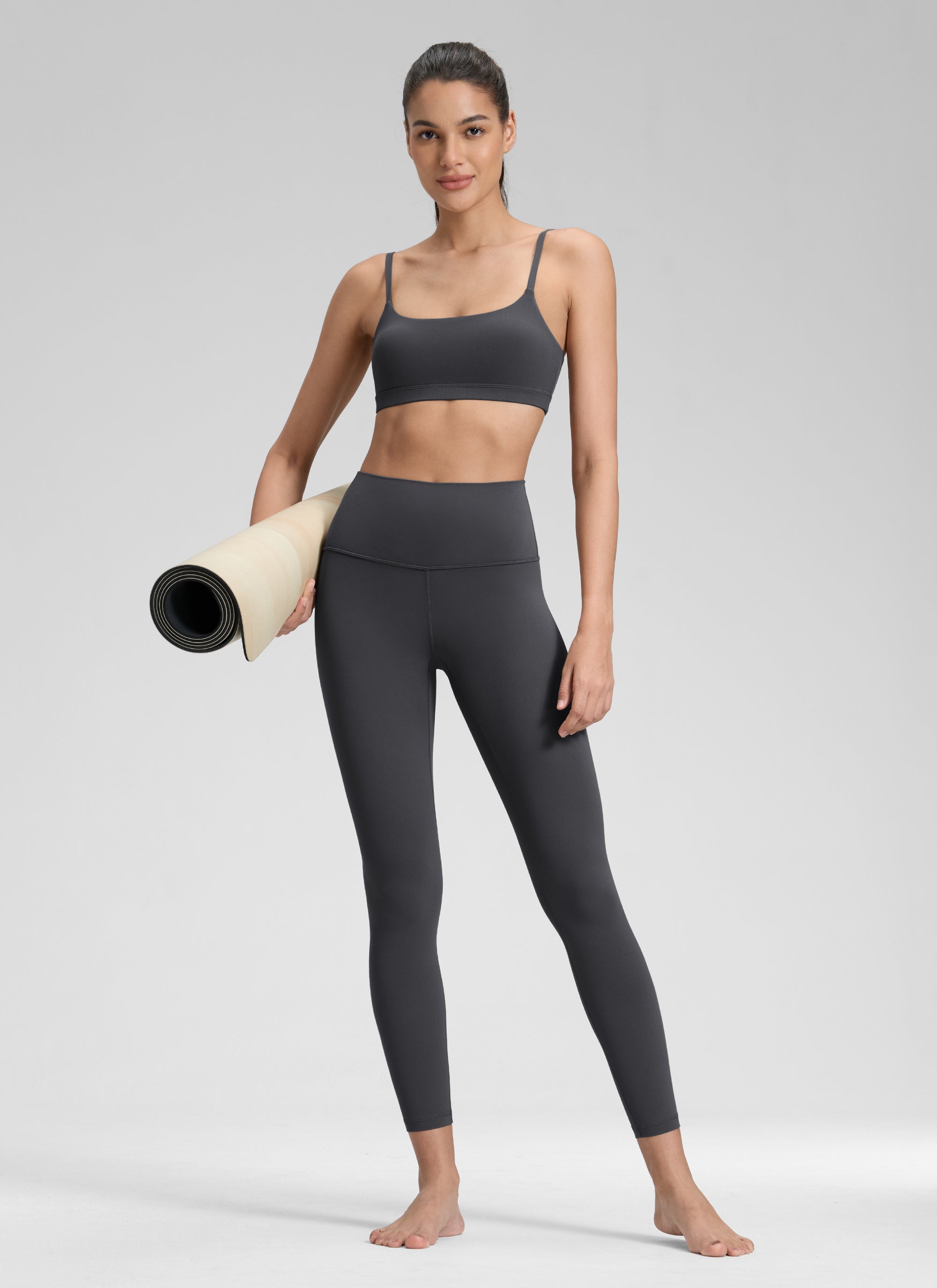 CRZ YOGA Butterluxe Damen High Waist Sport Leggings- 64cm Mysteriöses Grau
