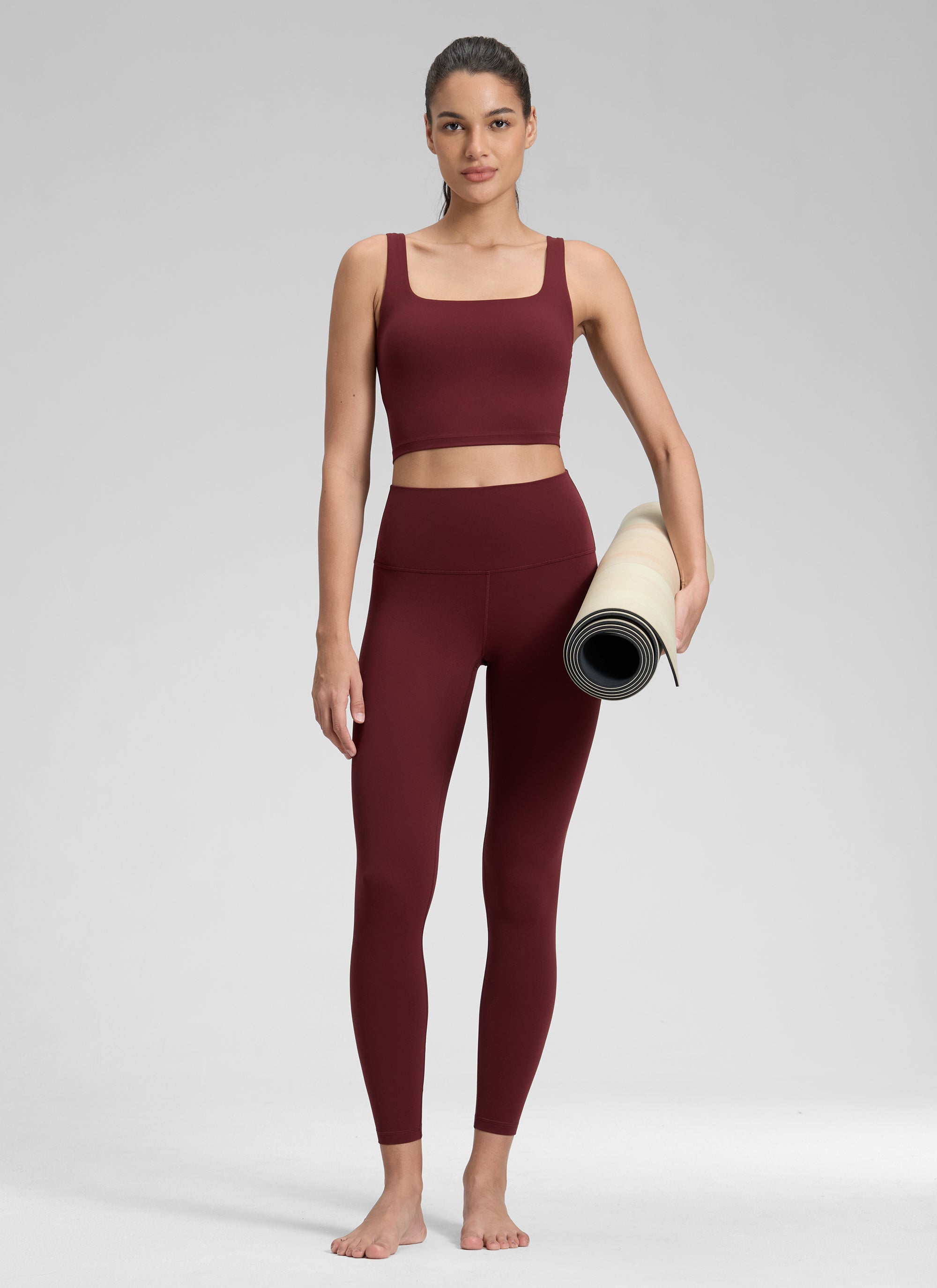 CRZ YOGA Butterluxe Damen High Waist Sport Leggings- 64cm Roter Merlot