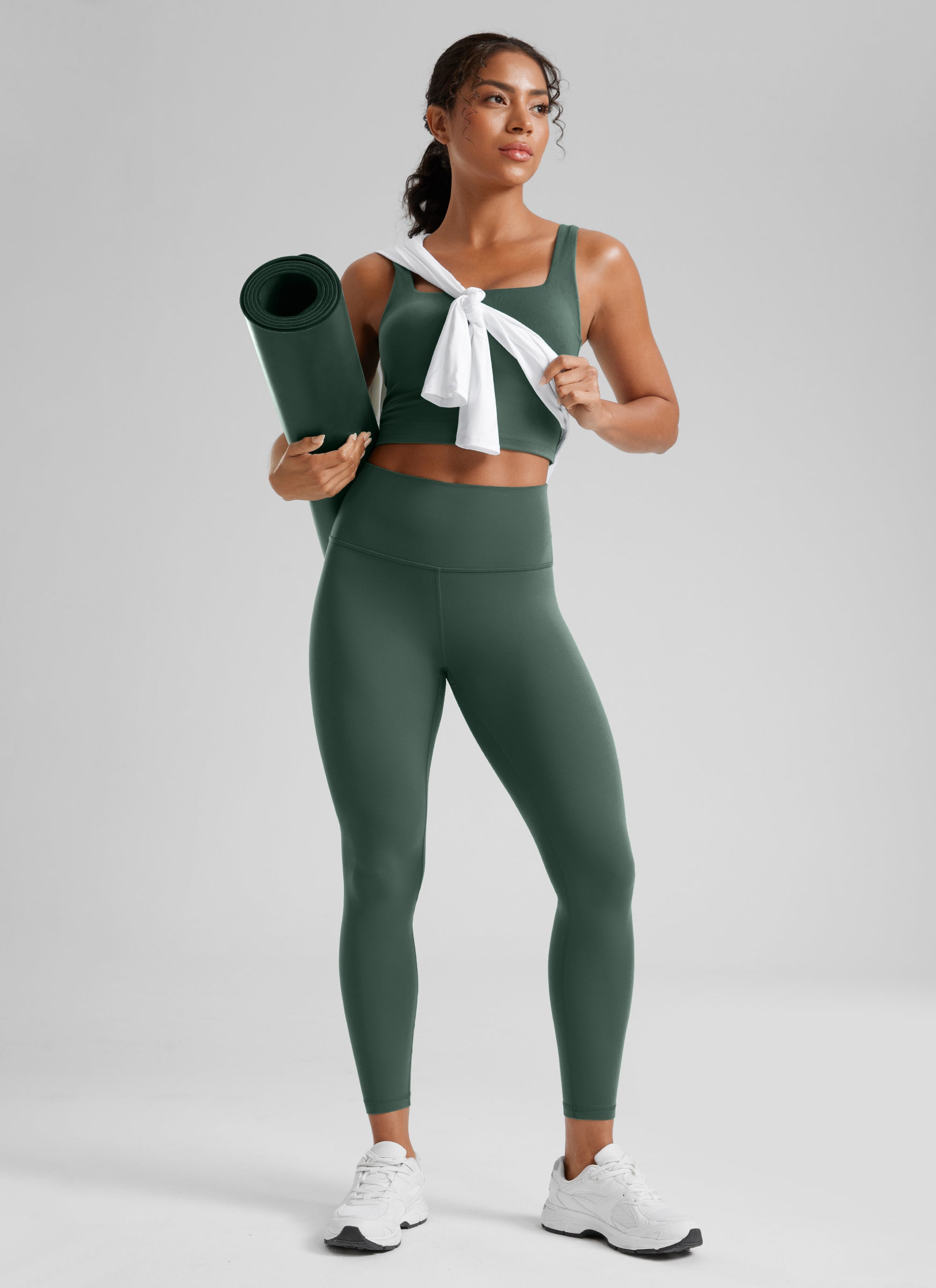 CRZ YOGA Butterluxe Damen High Waist Sport Leggings- 64cm Dunkles Waldgrün