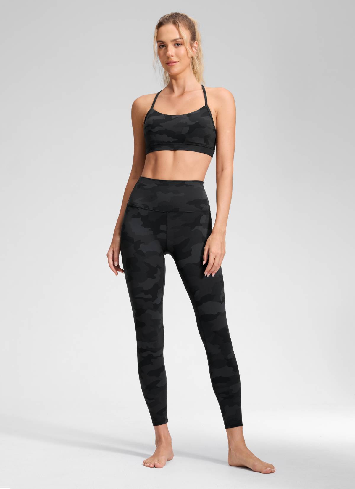 CRZ YOGA Butterluxe Damen High Waist Sport Leggings- 64cm Dunkelgraue Tarnung 2