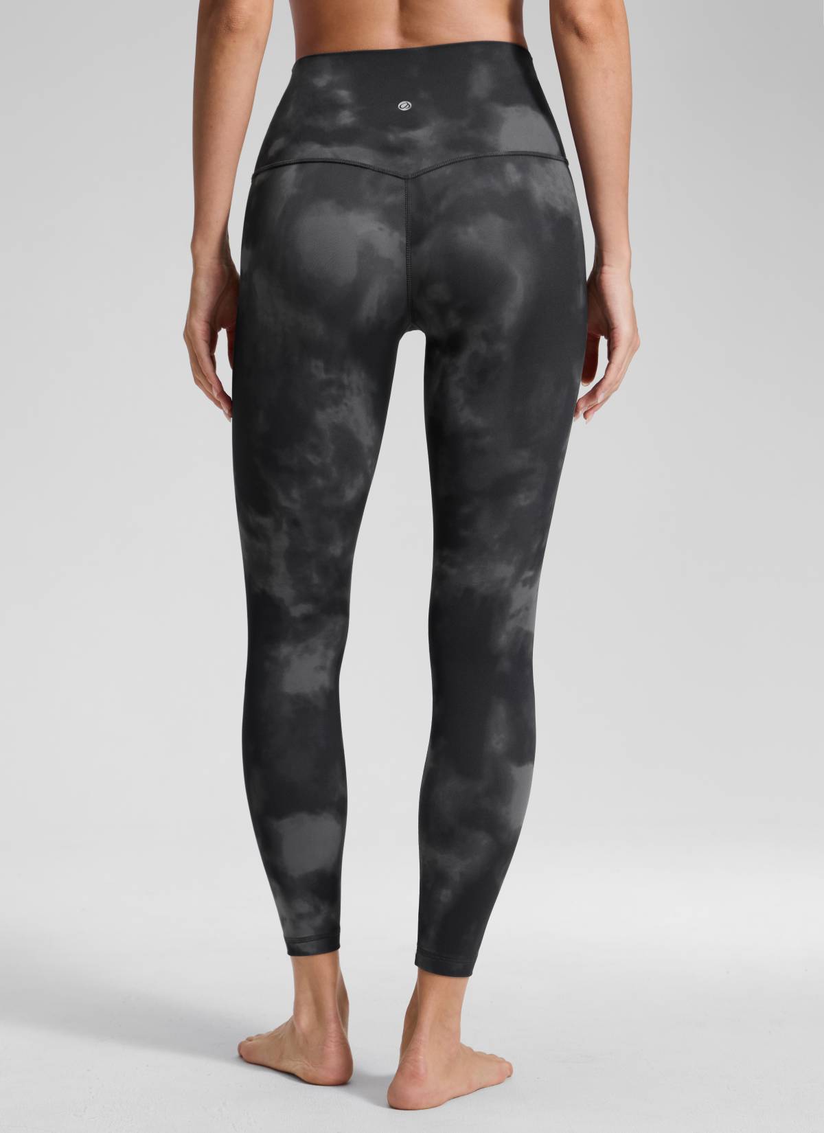 CRZ YOGA Butterluxe Damen High Waist Sport Leggings- 64cm Grau Tie Dye Blumen