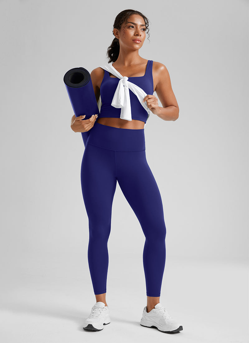 CRZ YOGA Butterluxe Damen High Waist Sport Leggings- 64cm Rittersporn Blau