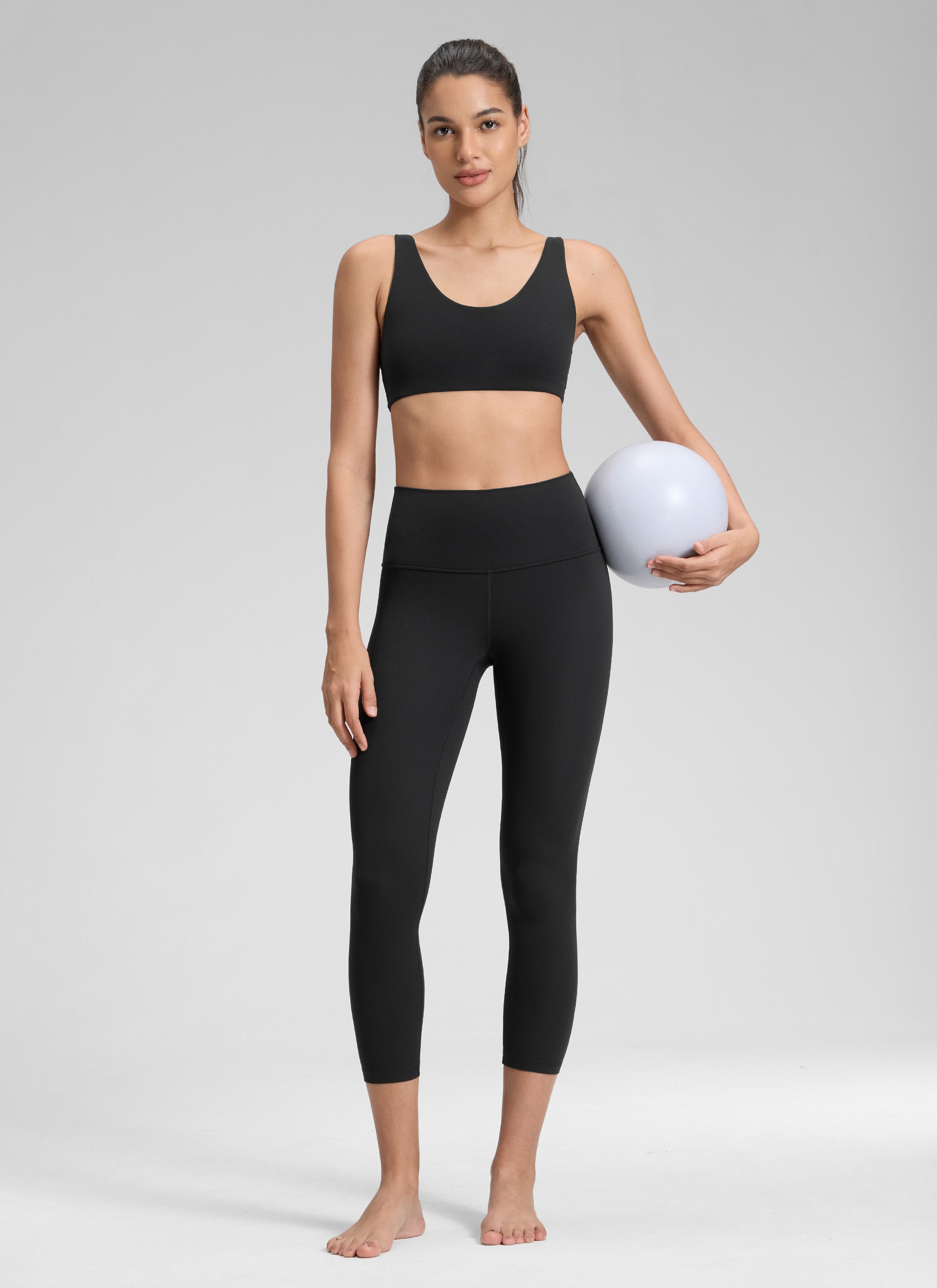 CRZ YOGA Damen Butterluxe High Waist 3/4 Leggings Capri - 58cm Schwarz