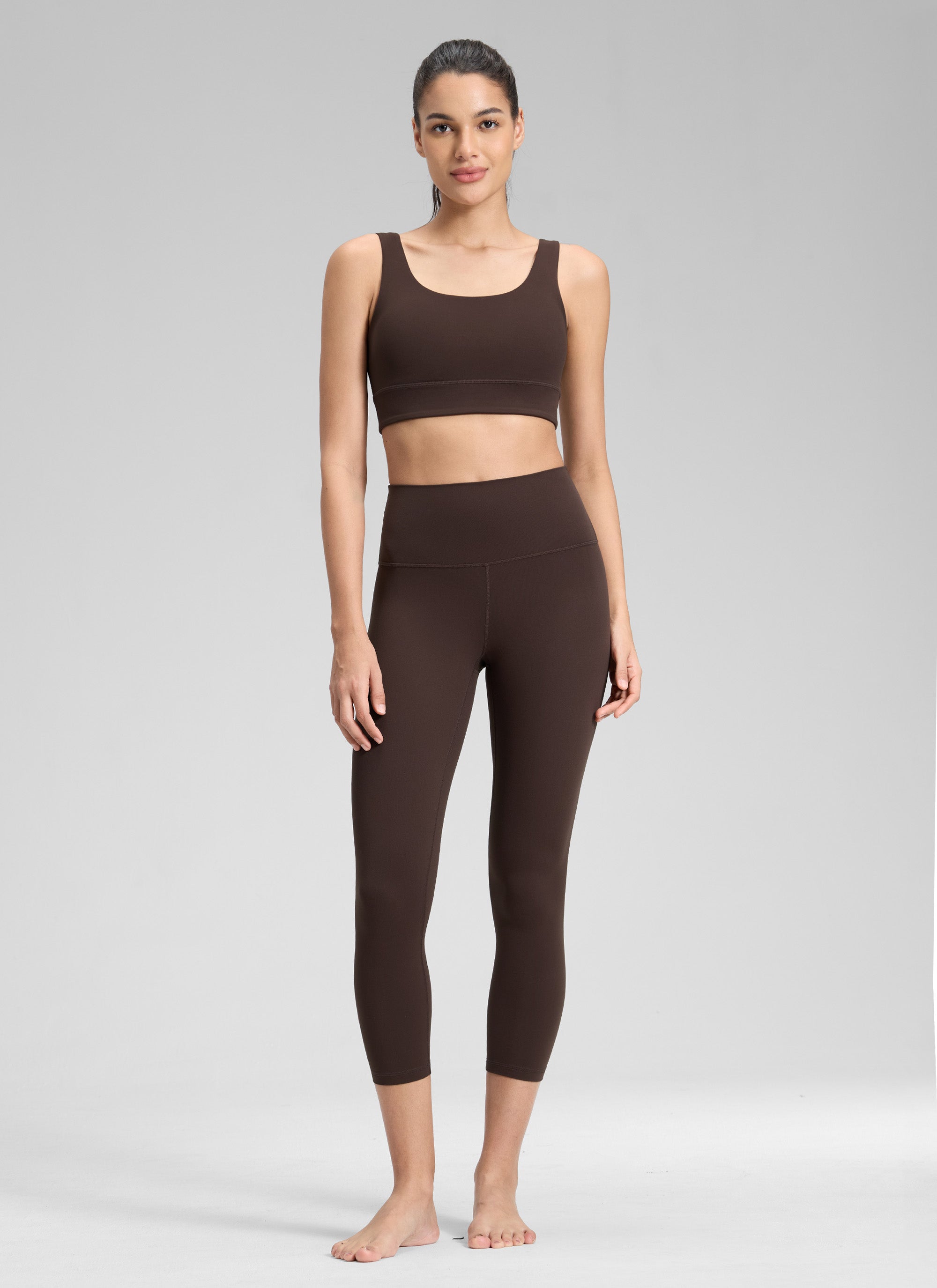 CRZ YOGA Damen Butterluxe High Waist 3/4 Leggings Capri - 58cm Heißes Fudge-Brown