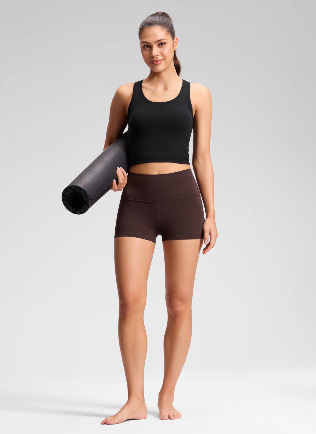 CRZ YOGA Damen Butterluxe Radlerhose Shorts-6,4CM Heißes Fudge-Brown