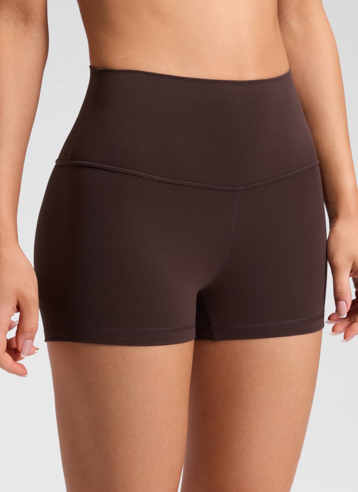CRZ YOGA Damen Butterluxe Radlerhose Shorts-6,4CM Heißes Fudge-Brown
