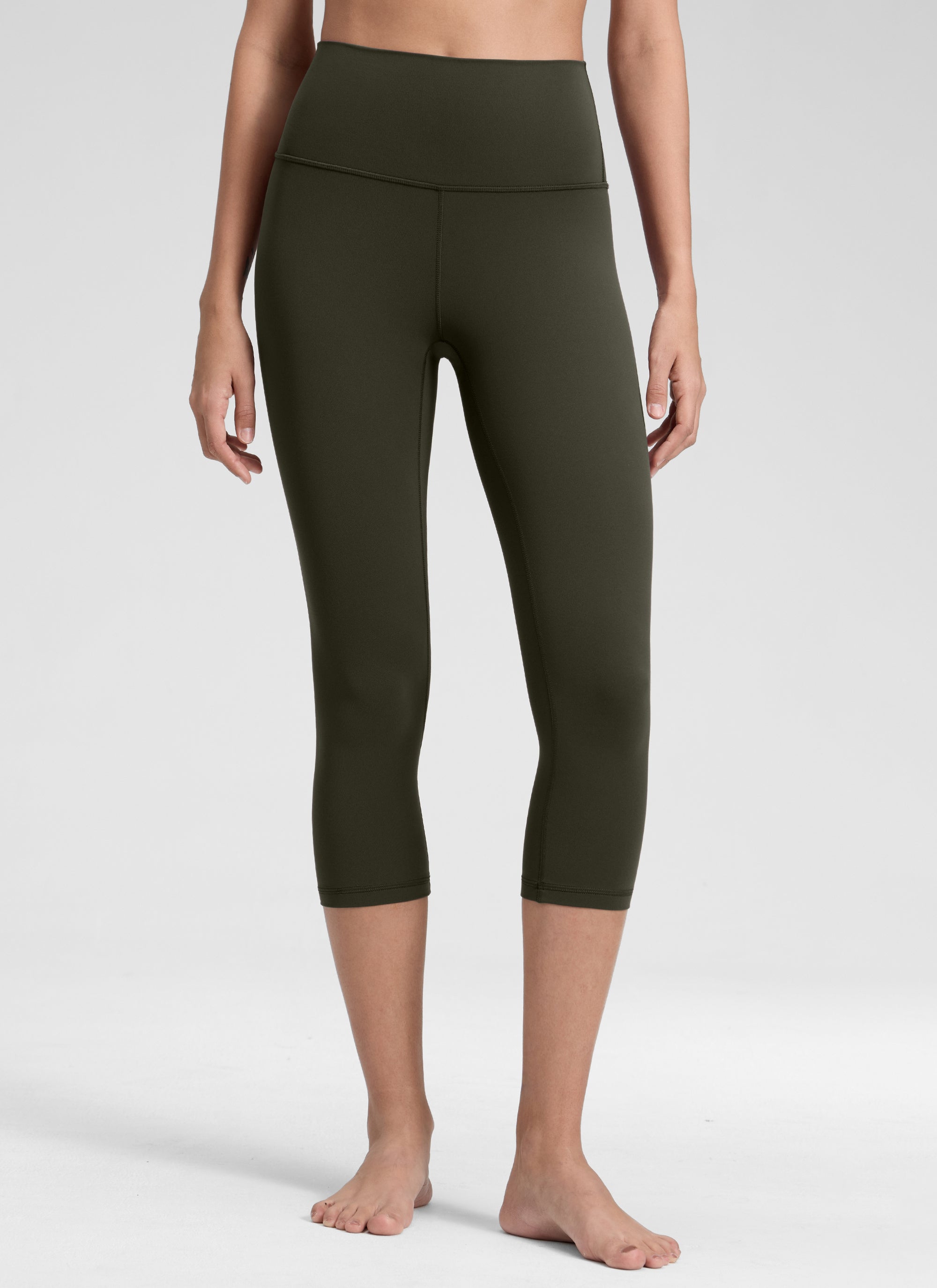 CRZ YOGA Damen Butterluxe High Waist 3/4 Leggings Capri - 48cm Olivgrün