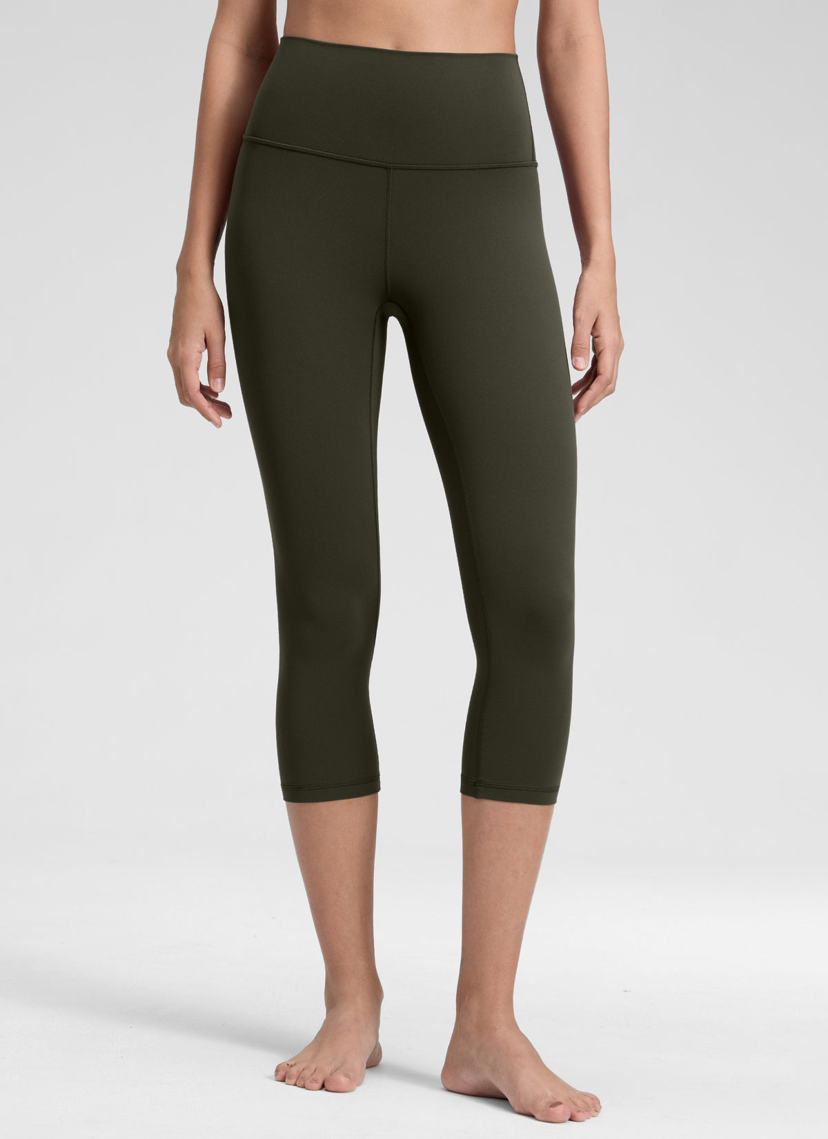 CRZ YOGA Damen Butterluxe High Waist 3/4 Leggings Capri - 48cm Olivgrün