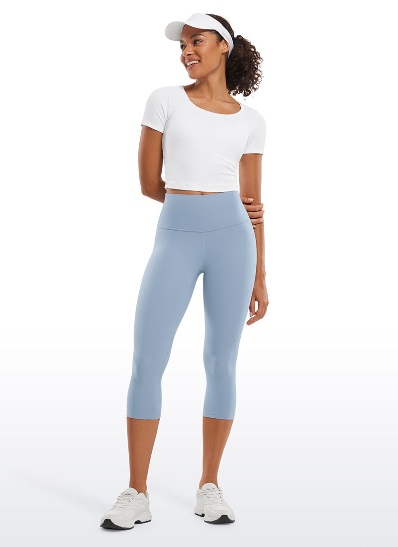 CRZ YOGA Damen Butterluxe High Waist 3/4 Leggings Capri - 48cm Cambric-Blau