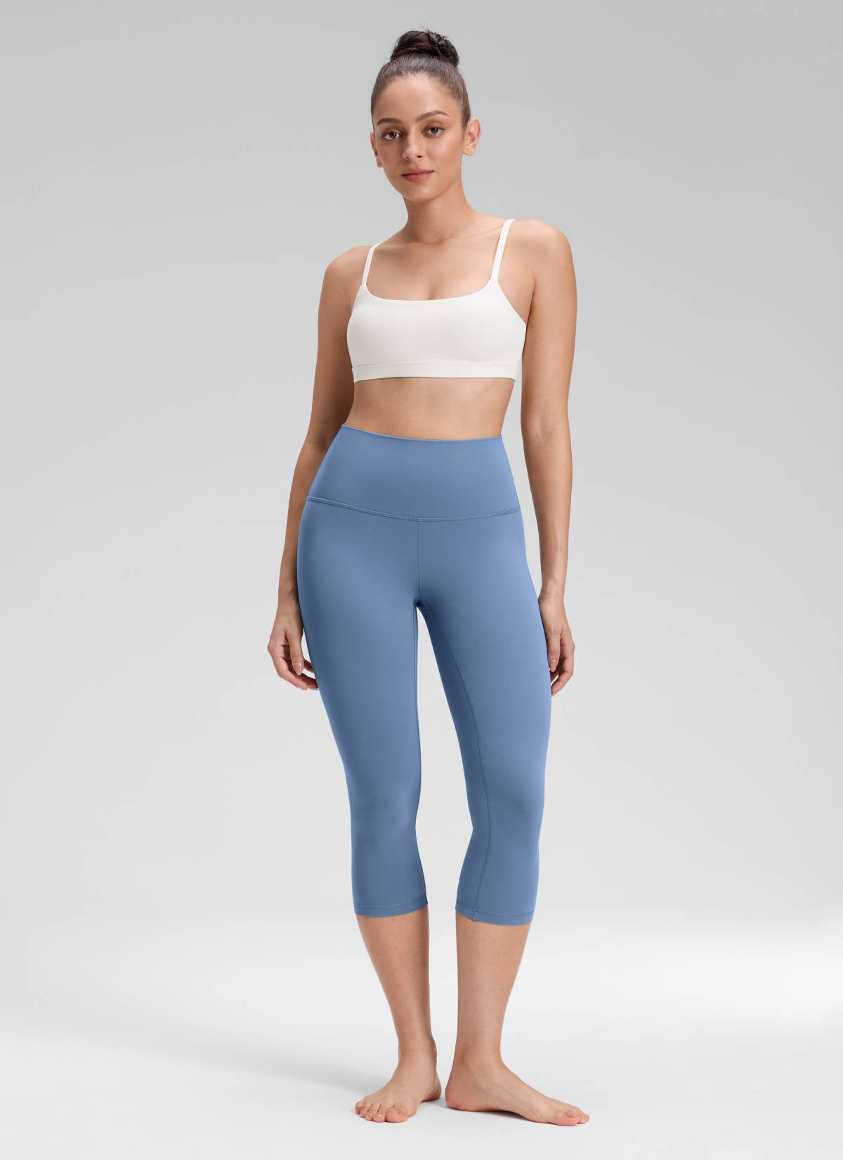 CRZ YOGA Damen Butterluxe High Waist 3/4 Leggings Capri - 48cm Oase Blau