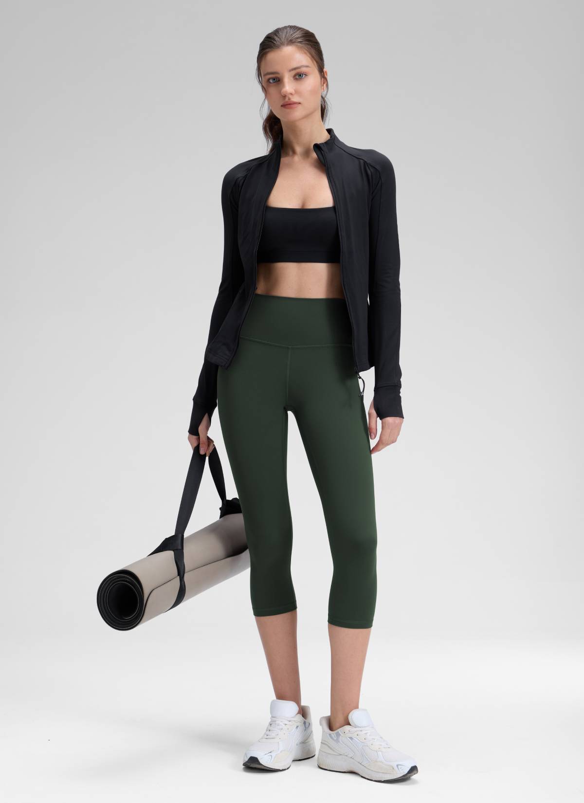 CRZ YOGA Damen Butterluxe High Waist 3/4 Leggings Capri - 48cm Legende Grün