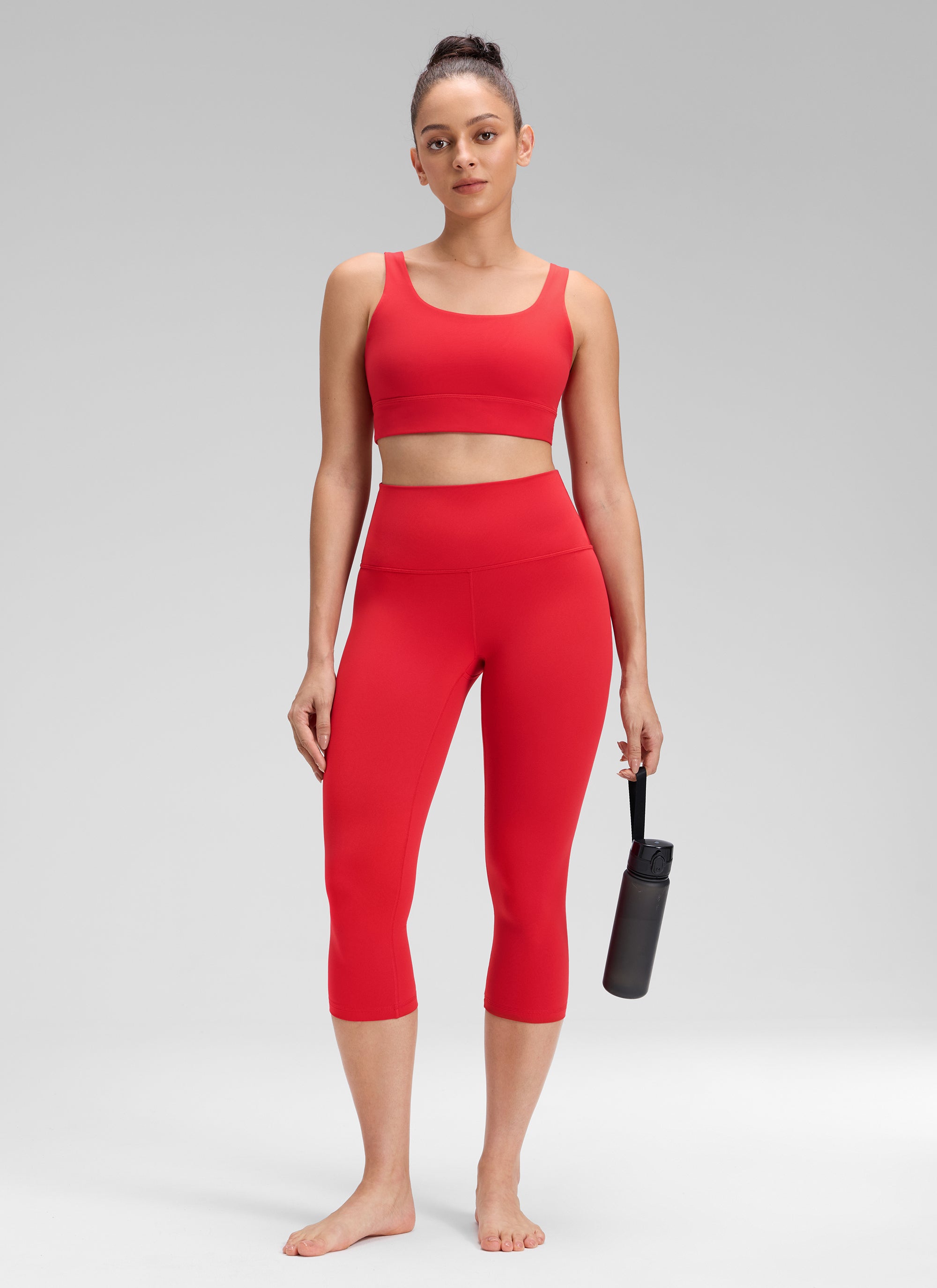 CRZ YOGA Damen Butterluxe High Waist 3/4 Leggings Capri - 48cm Aurora Rot