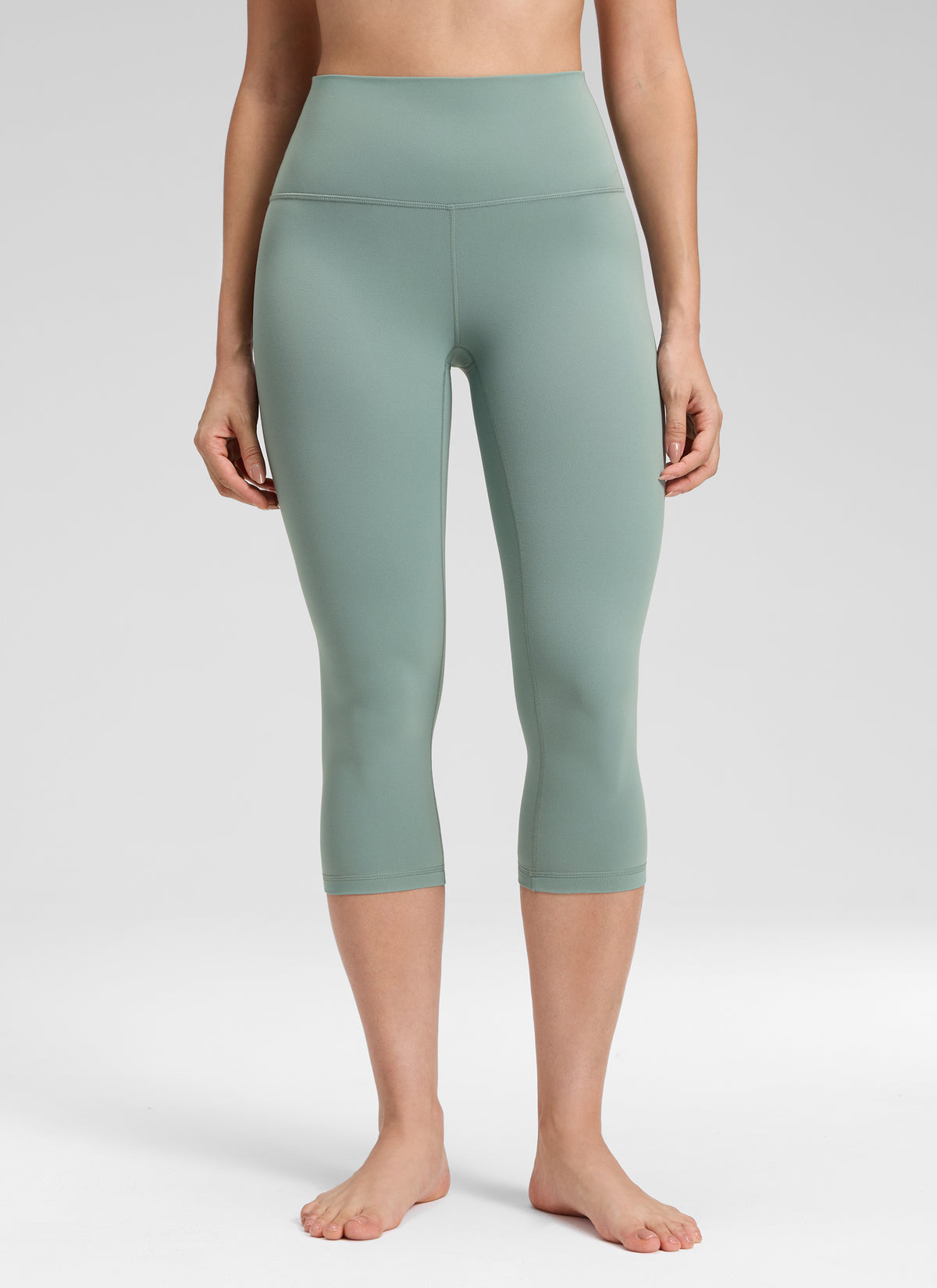 CRZ YOGA Damen Butterluxe High Waist 3/4 Leggings Capri - 48cm Kratergrün