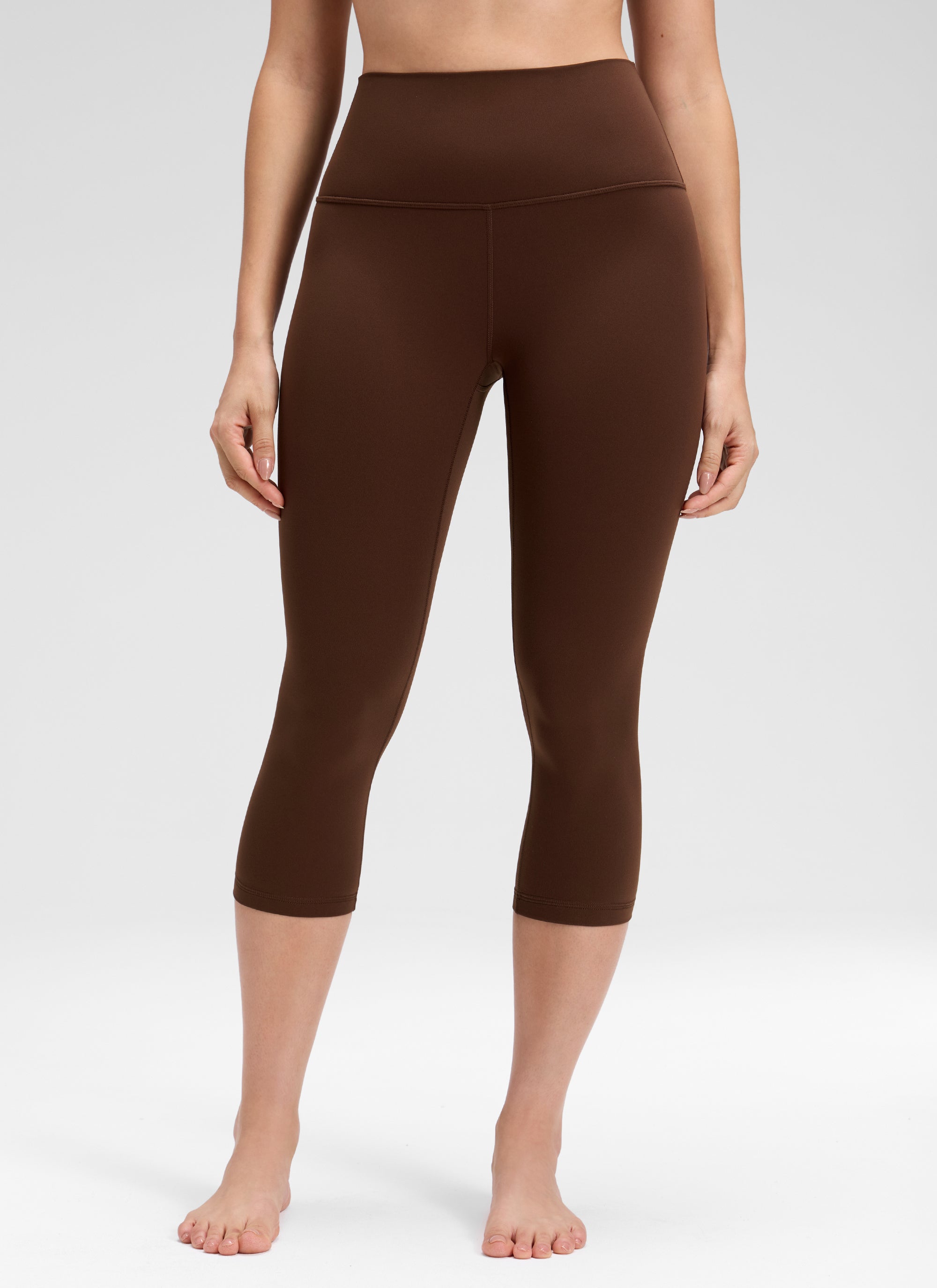 CRZ YOGA Damen Butterluxe High Waist 3/4 Leggings Capri - 48cm Lava Braun