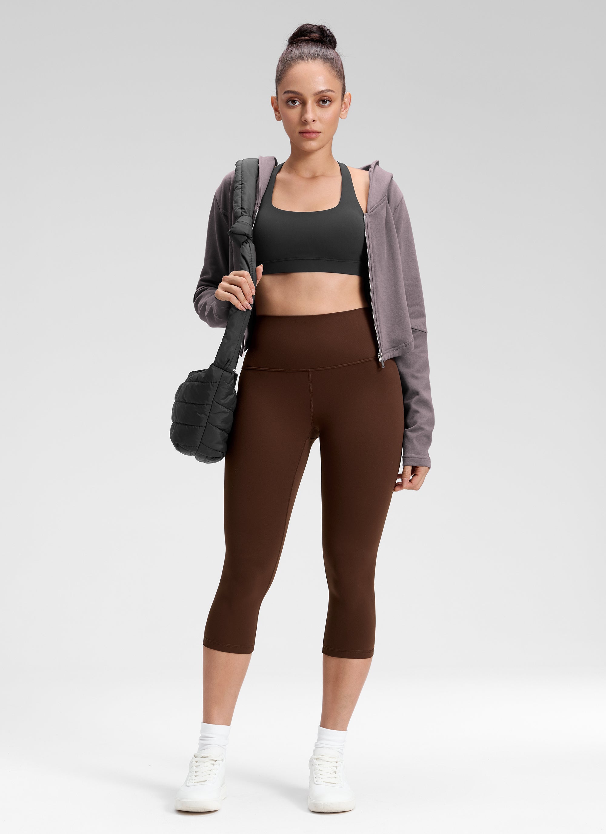 CRZ YOGA Damen Butterluxe High Waist 3/4 Leggings Capri - 48cm Lava Braun