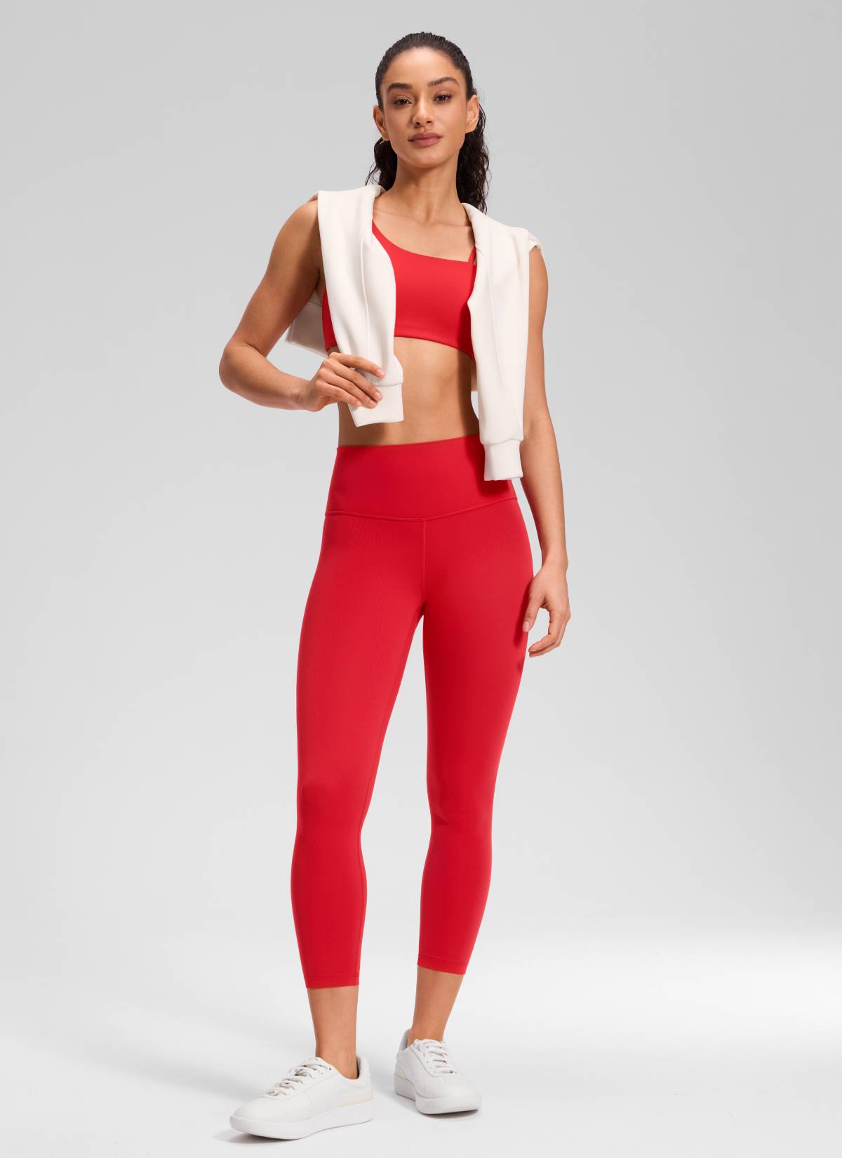 CRZ YOGA Damen Butterluxe High Waist 3/4 Leggings Capri - 58cm Aurora Rot