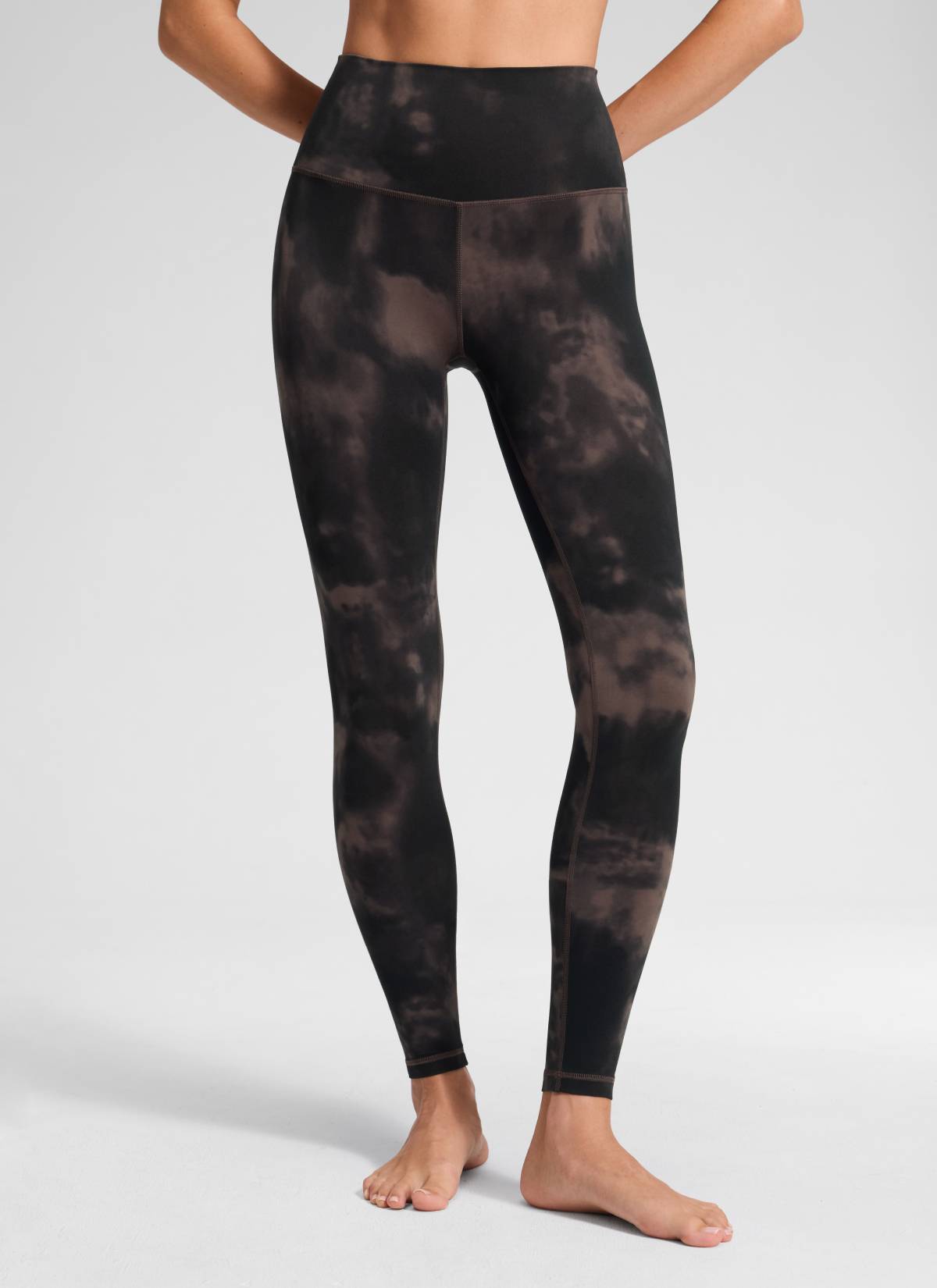 CRZ YOGA Butterluxe Damen High Waist Sport Leggings- 71cm Taupe Tie Dye Blumen