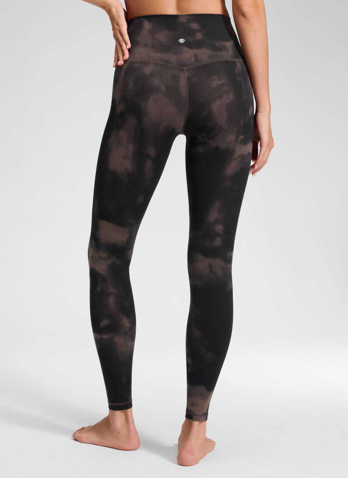 CRZ YOGA Butterluxe Damen High Waist Sport Leggings- 71cm Taupe Tie Dye Blumen