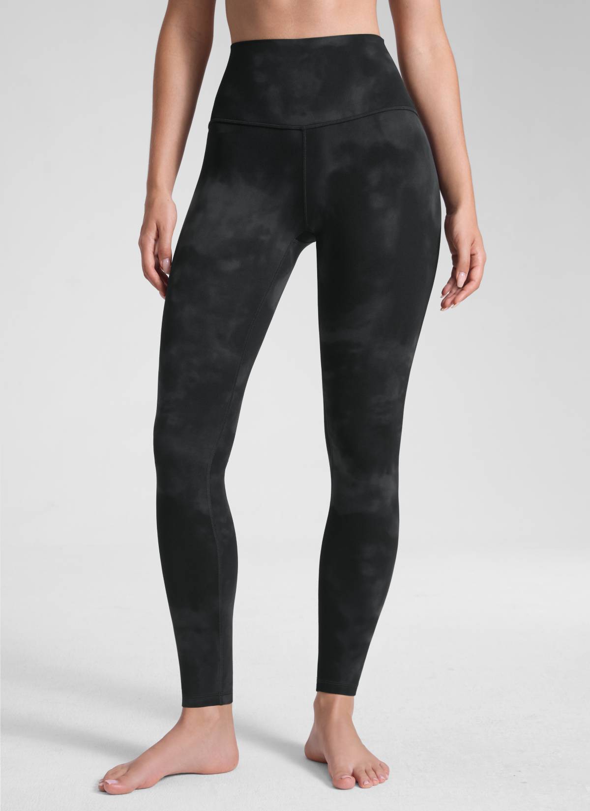 CRZ YOGA Butterluxe Damen High Waist Sport Leggings- 71cm Schwarze Tie-Dye-Blumen