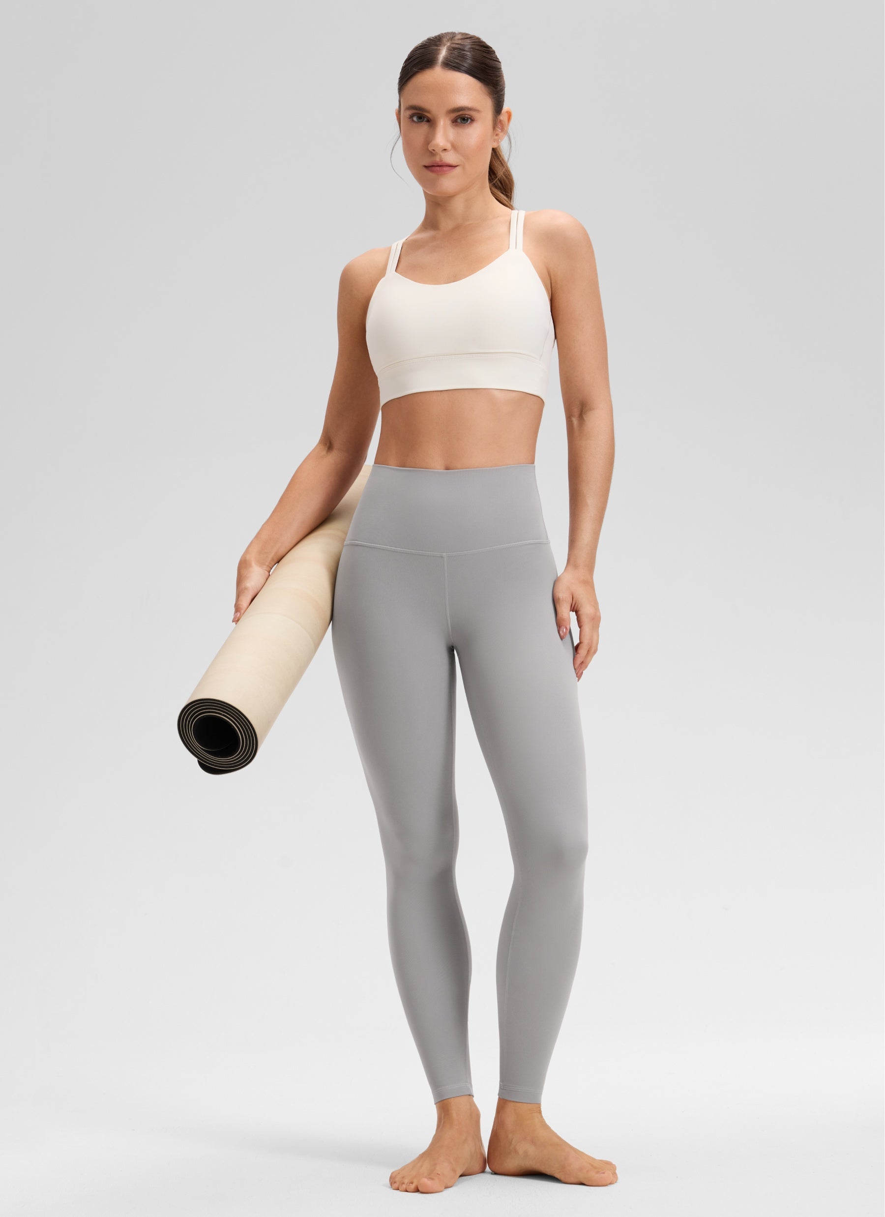 CRZ YOGA Butterluxe Damen High Waist Sport Leggings- 71cm Möwe Grau