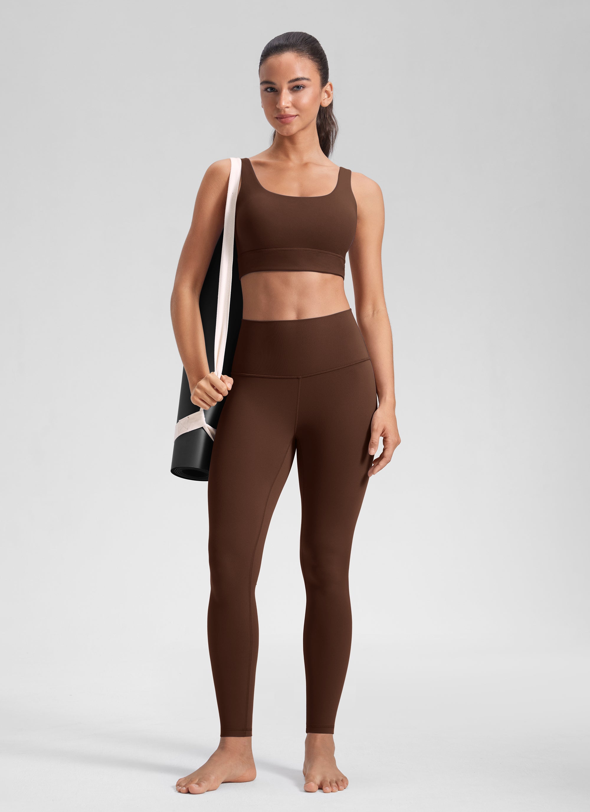 CRZ YOGA Butterluxe Damen High Waist Sport Leggings- 71cm Lava Braun