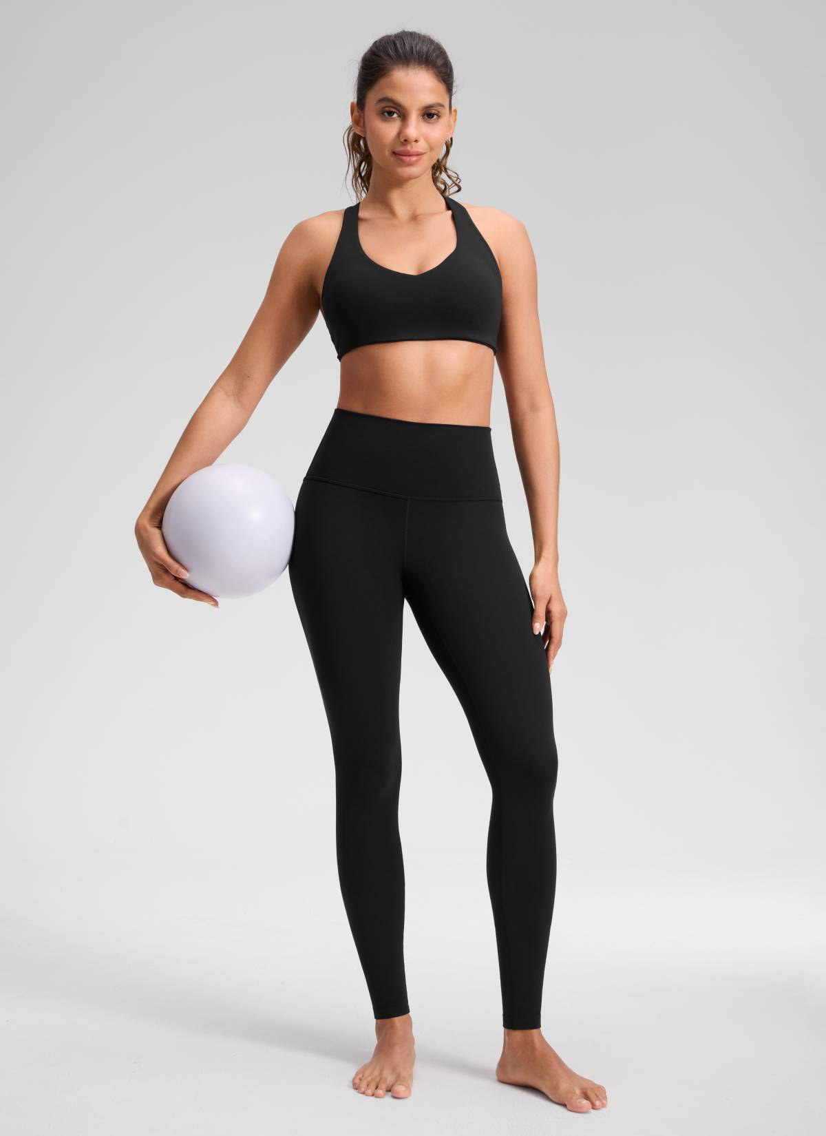 CRZ YOGA Damen Butterluxe Extra-Lang Sport Leggings - 78cm Schwarz
