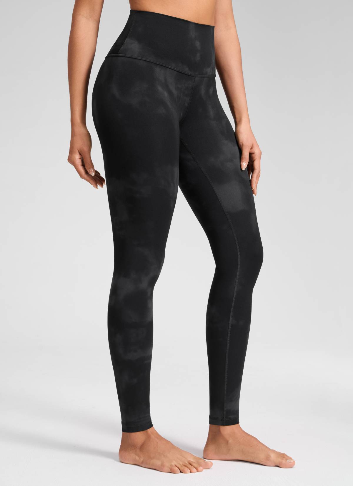 CRZ YOGA Damen Butterluxe Extra-Lang Sport Leggings - 78cm Schwarze Tie-Dye-Blumen