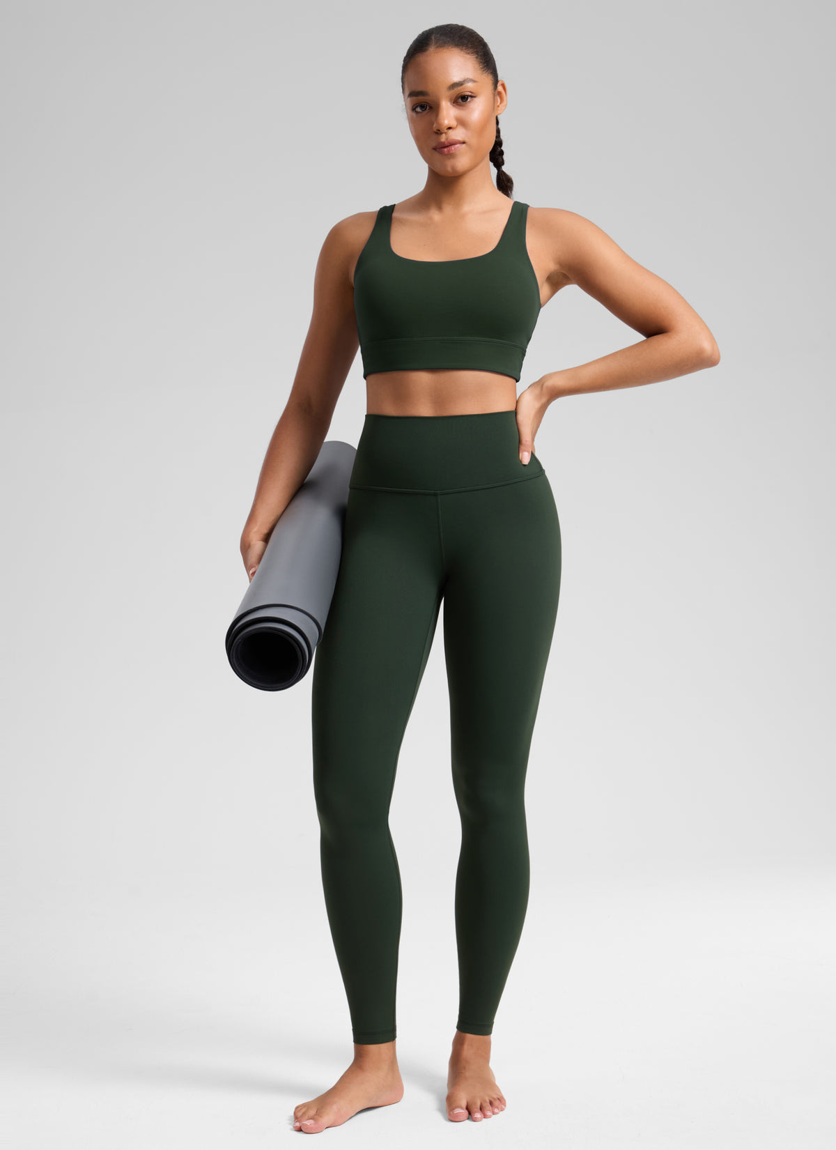 CRZ YOGA Damen Butterluxe Extra-Lang Sport Leggings - 78cm Legende Grün @model_info:F