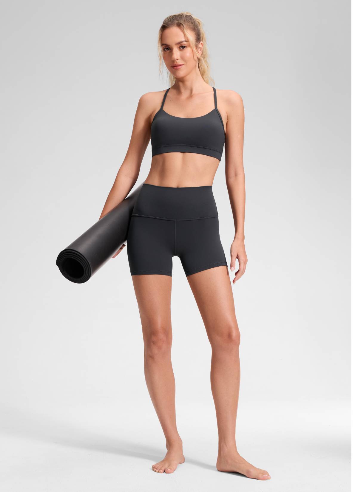 CRZ YOGA Damen Butterluxe Radlerhose Shorts-10CM Mysteriöses Grau