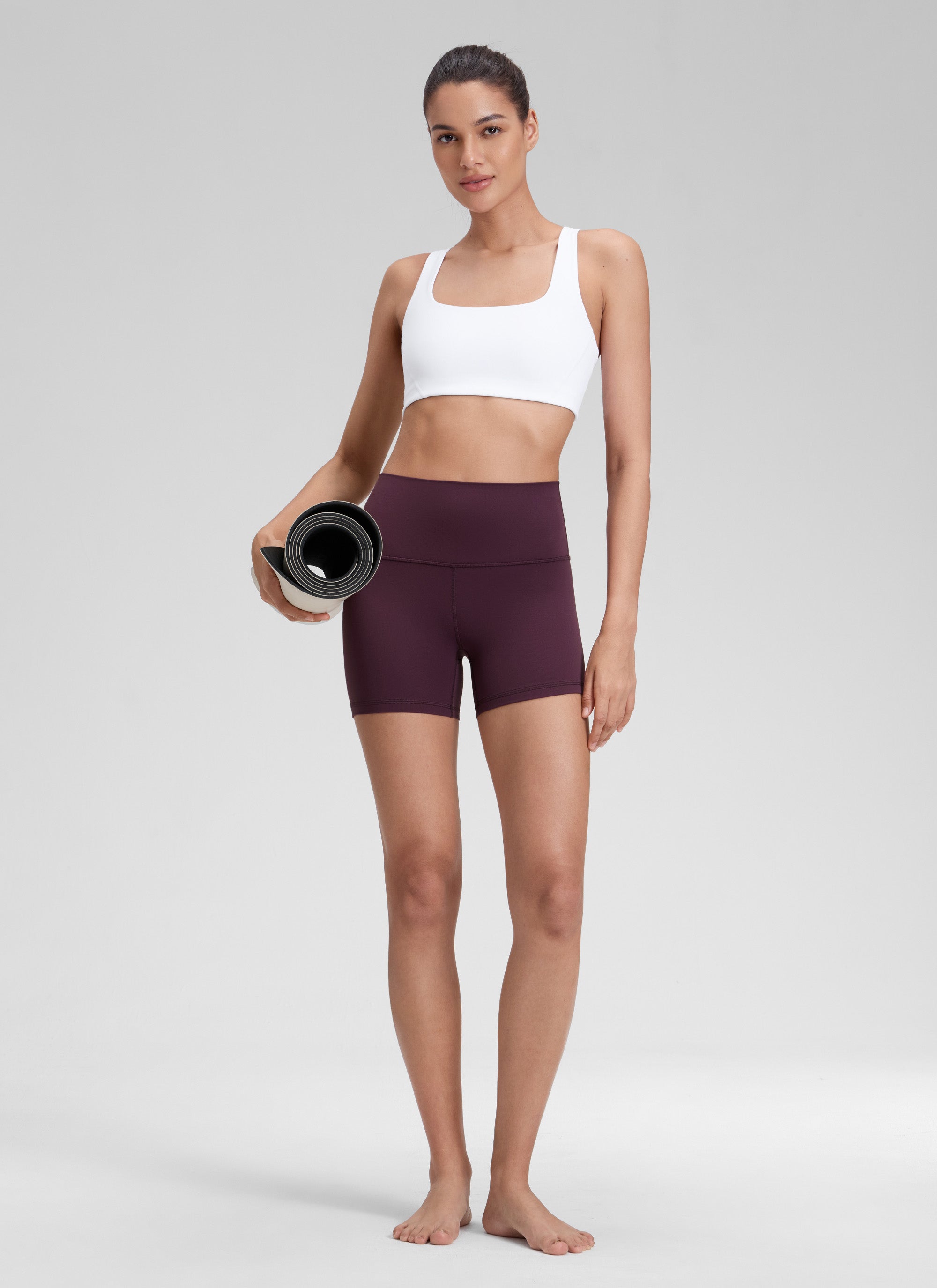 CRZ YOGA Damen Butterluxe Radlerhose Shorts-10CM Dunkellila