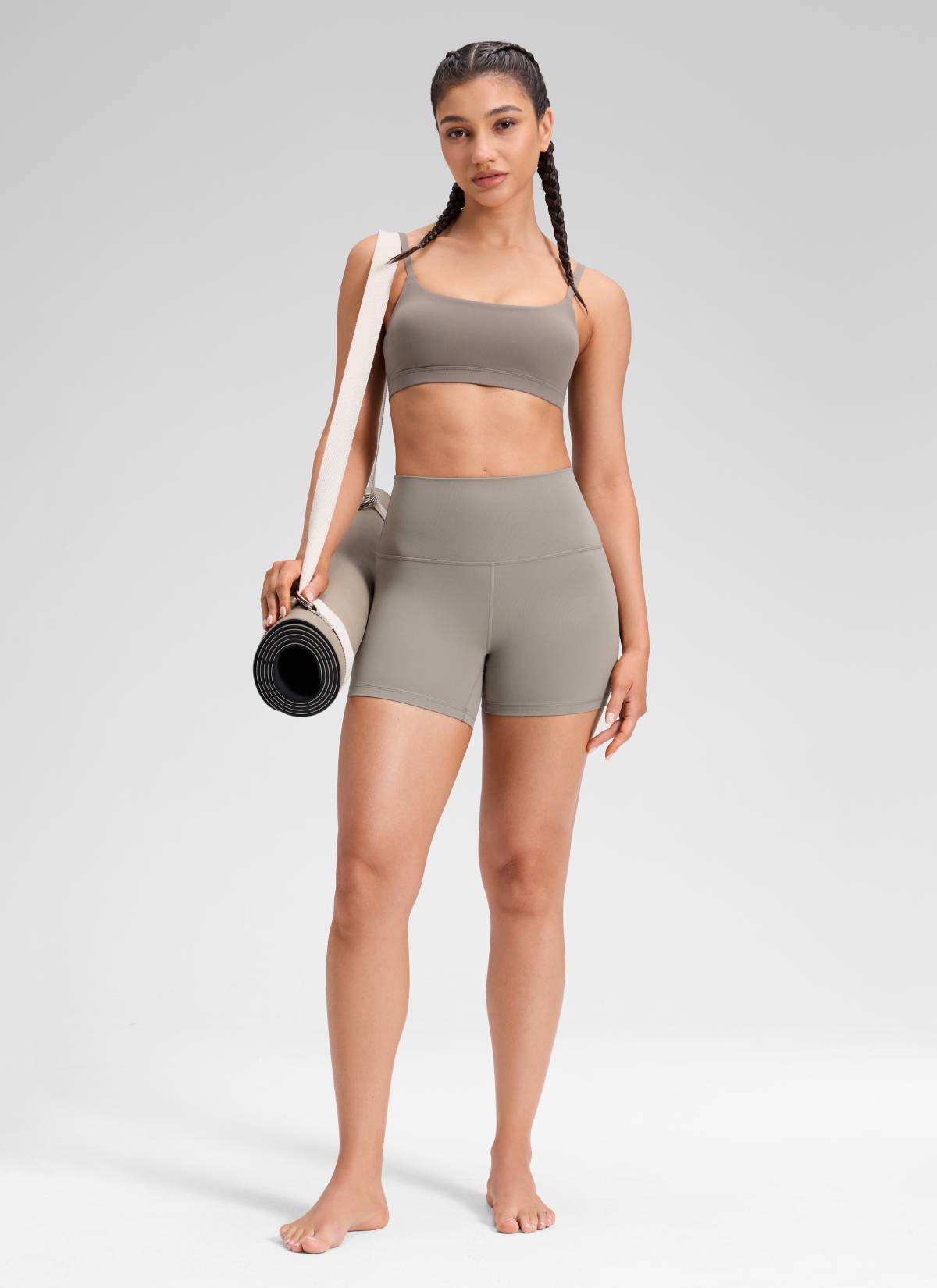 CRZ YOGA Damen Butterluxe Radlerhose Shorts-10CM Warmes Aschgrau