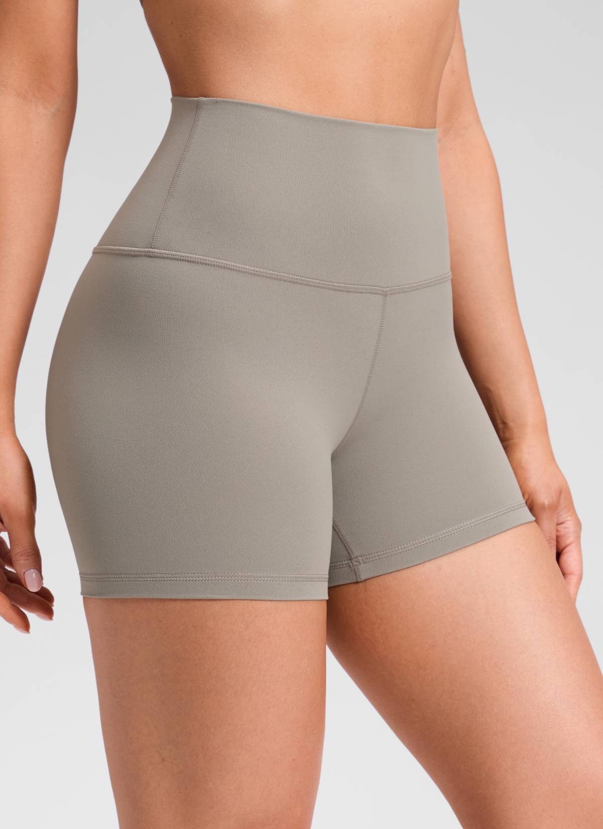 CRZ YOGA Damen Butterluxe Radlerhose Shorts-10CM Warmes Aschgrau