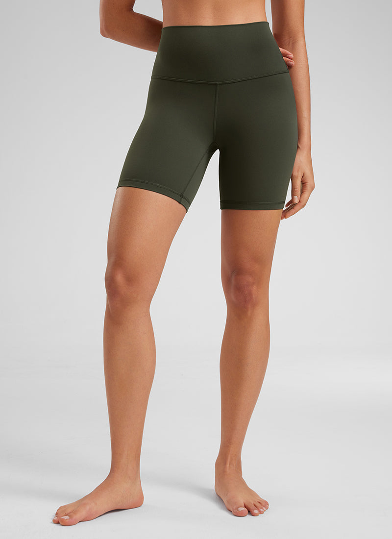 CRZ YOGA Damen Butterluxe Radlerhose Shorts-15CM Olivgrün