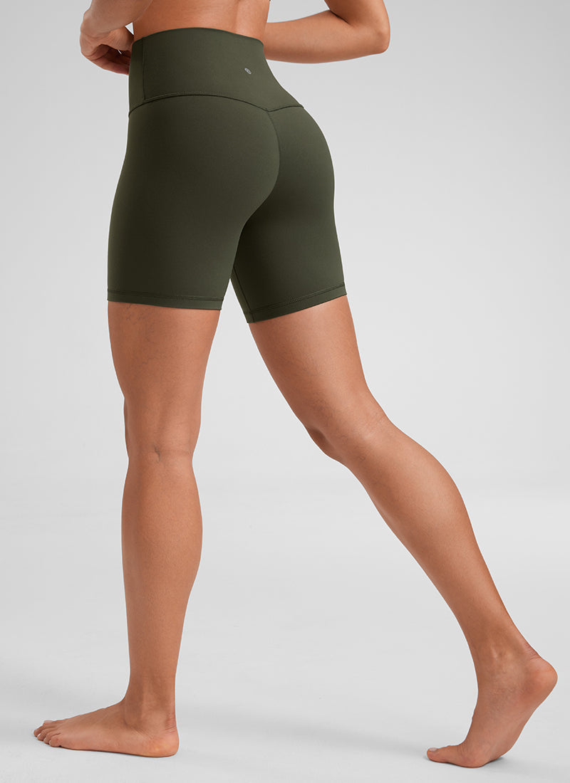 CRZ YOGA Damen Butterluxe Radlerhose Shorts-15CM Olivgrün