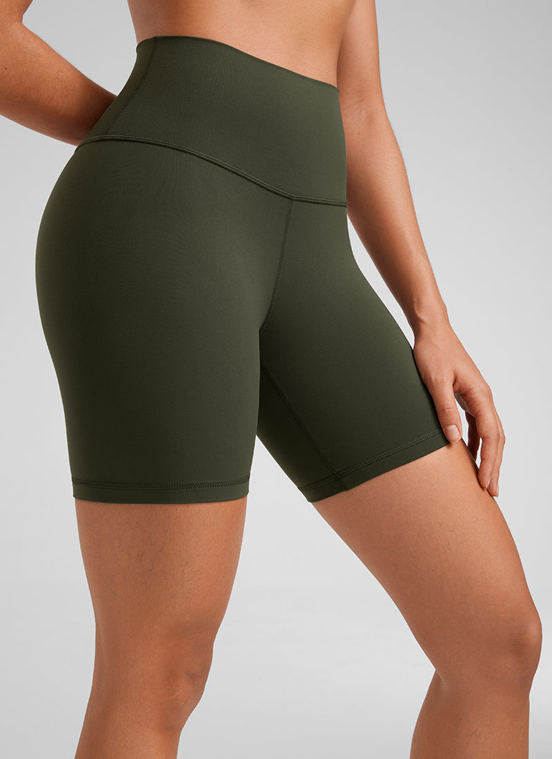 CRZ YOGA Damen Butterluxe Radlerhose Shorts-15CM Olivgrün