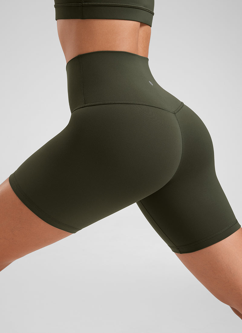 CRZ YOGA Damen Butterluxe Radlerhose Shorts-15CM Olivgrün