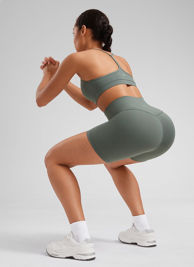 CRZ YOGA Damen Butterluxe Radlerhose Shorts-15CM Grauer Salbei