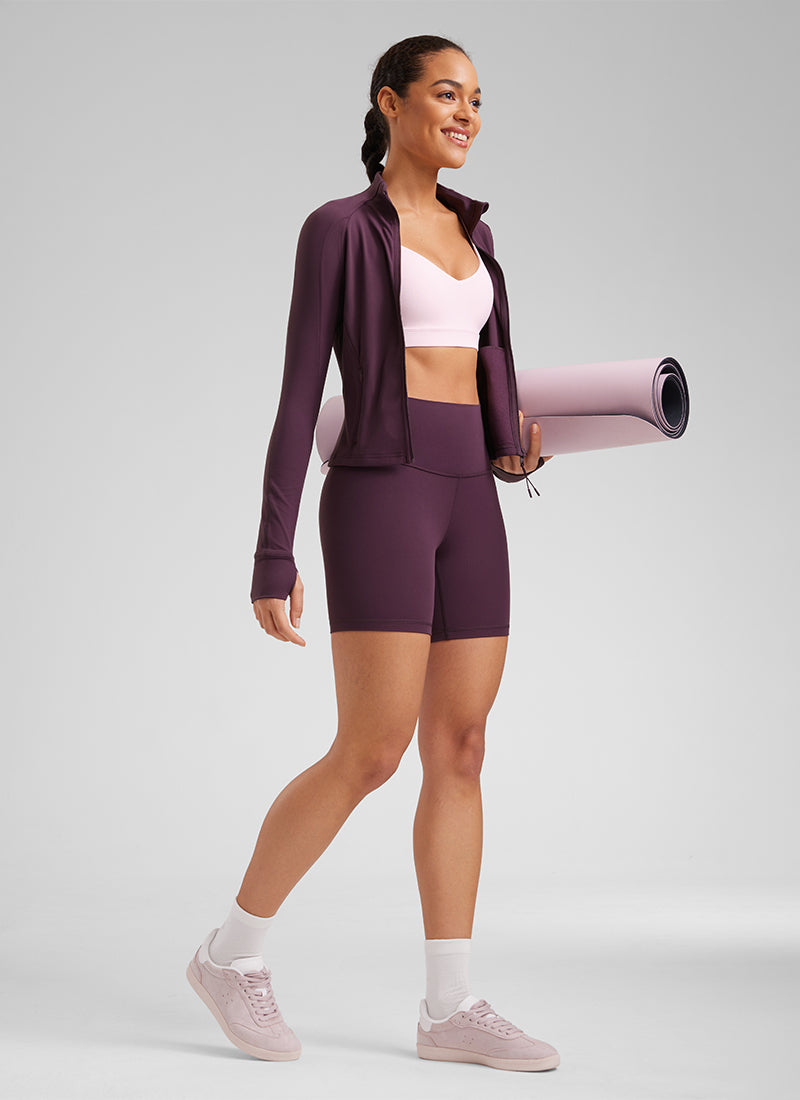 CRZ YOGA Damen Butterluxe Radlerhose Shorts-15CM Dunkellila