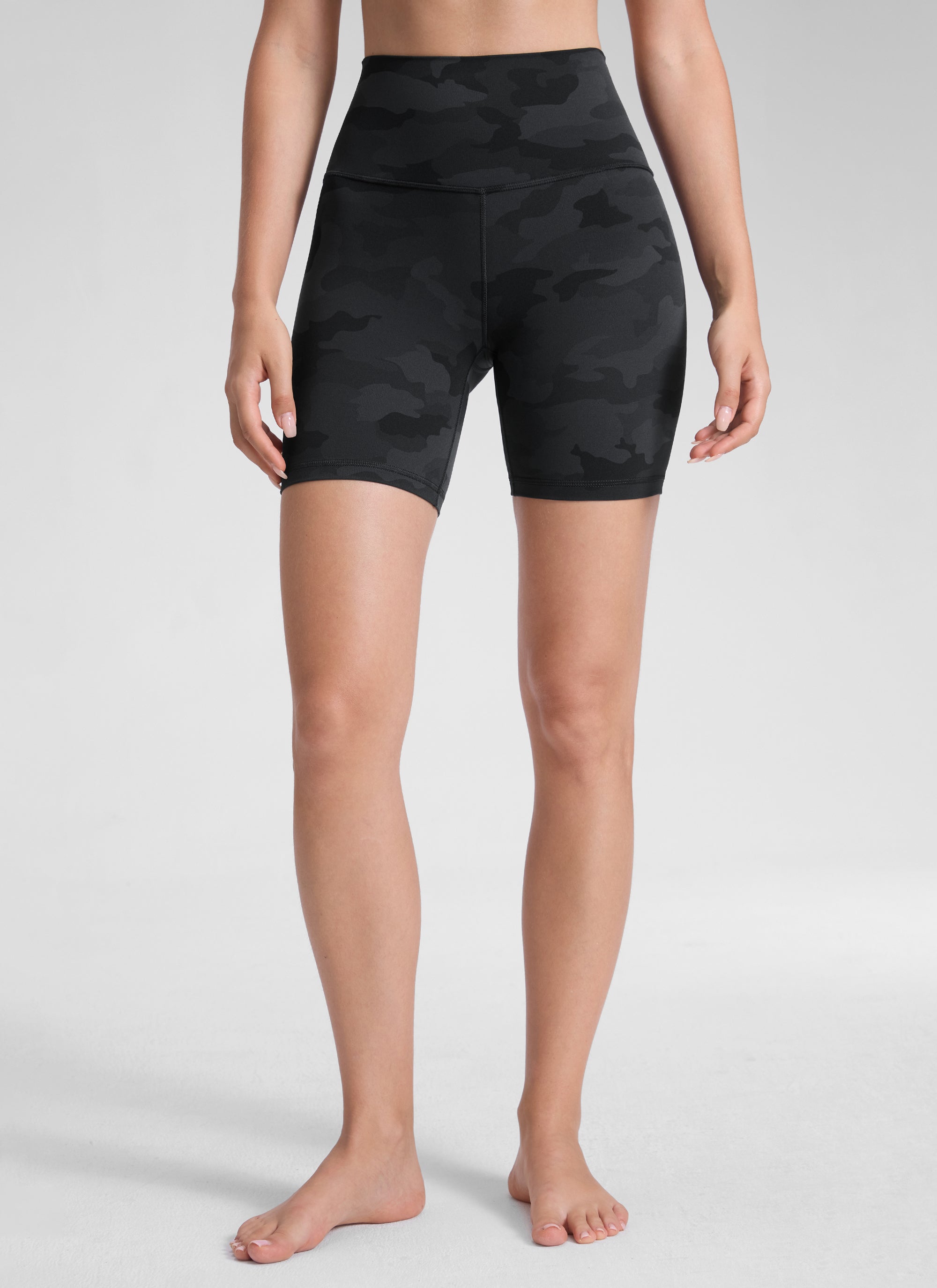 CRZ YOGA Damen Butterluxe Radlerhose Shorts-15CM Dunkelgraue Tarnung 2