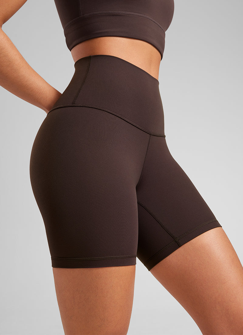 CRZ YOGA Damen Butterluxe Radlerhose Shorts-15CM Heißes Fudge-Brown