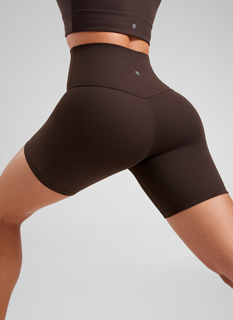 CRZ YOGA Damen Butterluxe Radlerhose Shorts-15CM Heißes Fudge-Brown
