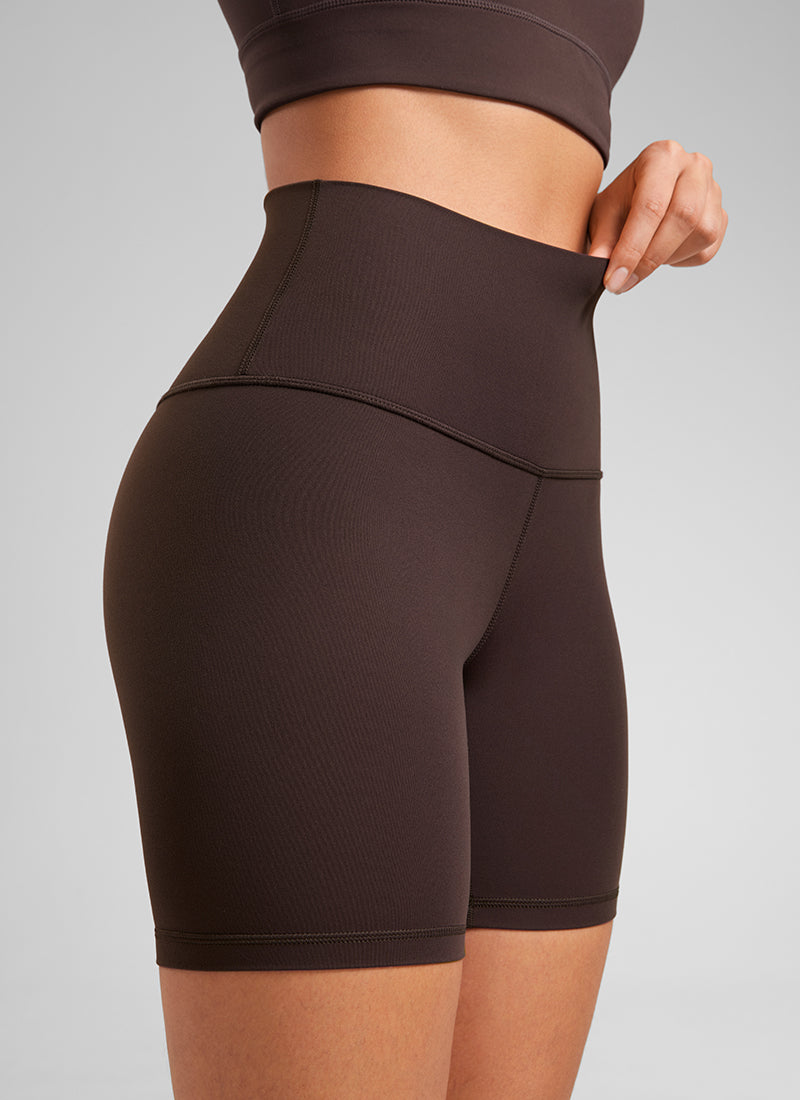 CRZ YOGA Damen Butterluxe Radlerhose Shorts-15CM Heißes Fudge-Brown