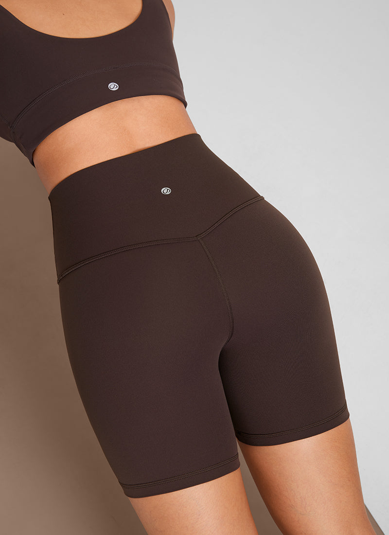 CRZ YOGA Damen Butterluxe Radlerhose Shorts-15CM Heißes Fudge-Brown