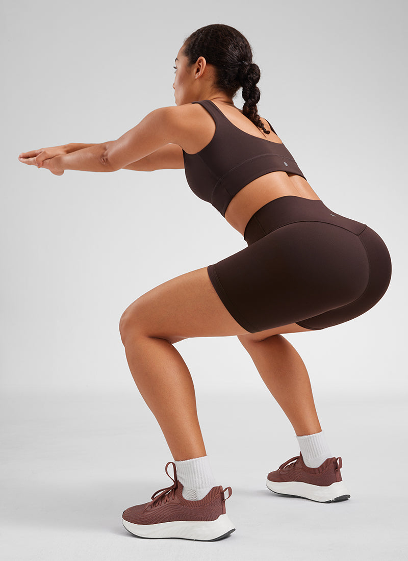 CRZ YOGA Damen Butterluxe Radlerhose Shorts-15CM Heißes Fudge-Brown